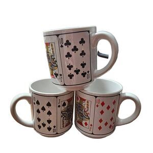 Mugs Coffee Cups Image of Playing Cards Quantity Three Vintage 3 Black Spade Clo